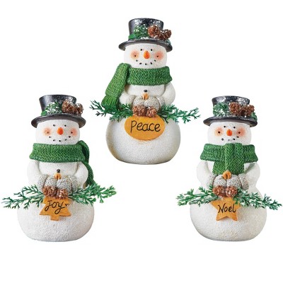 Collections Etc Hand-Painted Inspirational Snowman Sitters 4 X 3 X 5.25 White