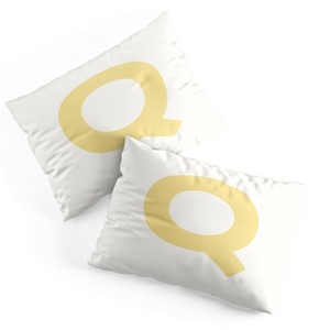 Deny Designs Standard April Lane Art Block Yellow Monogram Q Microfiber Printed Pillow Sham - 1 of 3