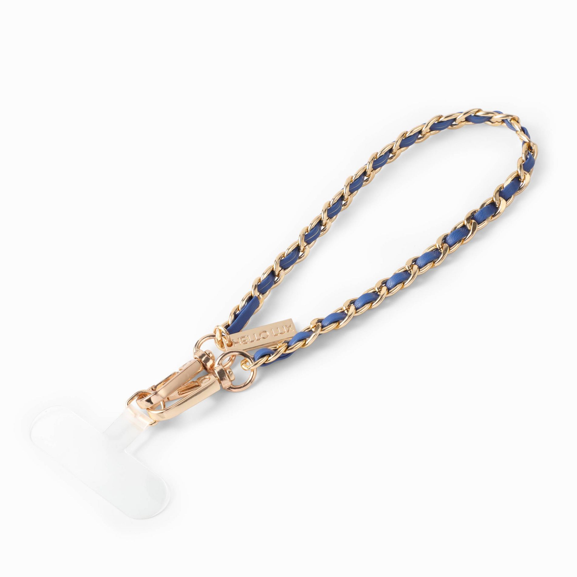 Hello Lux Cuban Chain with PU Leather Wristlet - Navy