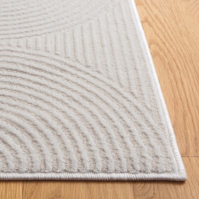 Ivory Geometric Synthetic Easy Care Runner Rug - 2'x8'