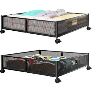 Under Bed Storage with Wheels, Tool-Free Assembly Metal Roll-Out Drawers for Shoes, Clothes & Blankets, Space-Saving Organizer - 1 of 4
