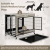 Costway 38” Heavy-Duty Rolling Dog Kennel on Wheels w/ Chew-Resistant Indoor Pet Furniture Wood Dog House Gray - 3 of 4