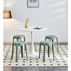 CAVINAS Stackable Round Dining Chair,Plastic Dining Room Chairs for Home,Kitchen,Living Room,Restaurant,Set of 6 - 1 of 4