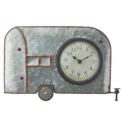 Lakeside Galvanized Metal Retro Metal Wall Hanging Novelty Clock - Camper