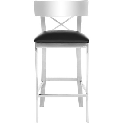 Zoey 35''H Stainless Steel Cross Back Counter Stool - FOX2035 - Safavieh Couture