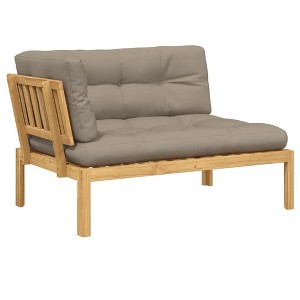 vidaXL Patio Corner Sofa with Cushions – Solid Acacia Wood, Taupe Cushions, Flexible Modular Design for Garden, Patio, or Terrace - 1 of 4