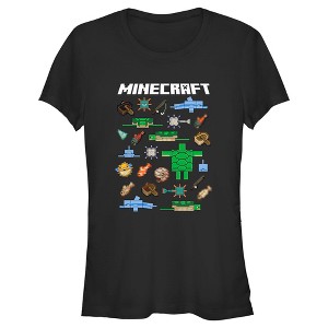 Juniors Womens Minecraft Fish and Mobs T-Shirt - 1 of 4