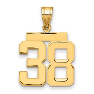 Black Bow Jewelry 14k Yellow Gold, Athletic Collection Medium Polished Number 38 Pendant
