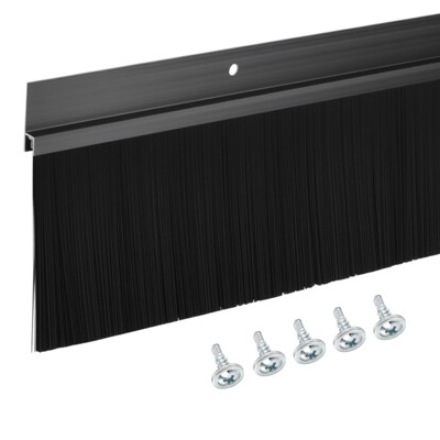 Unique Bargains Aluminum Nylon Door Brush Bottom Sweeps 35.46" x 5.04" Black 1 Pc