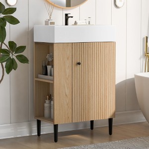 Kumasinova 21.6" Freestanding/Floating Bathroom Storage Cabinet,Bathroom Vanity with Ceramic Sink,Right/Left-Side Bathroom Cabinet for Small Bathroom - 1 of 4