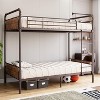 Homhougo Bunk Bed Twin Over Twin with Ladder and High Guardrail, Twin Size Convertible Metal Bunk Beds for Kids/Teens/Adults, Easy Assembly, Brown - 2 of 4