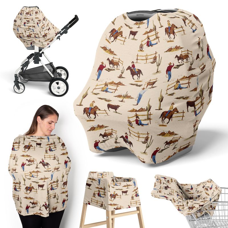 Sweet Jojo Designs Boy 5-in-1 Multi Use Baby Nursing Cover and Car Seat Canopy Wild West Collection, 1 of 8