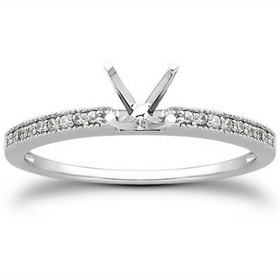 Pompeii3 1/10 Ct Diamond Engagement Semi Mount Ring 14K White Gold