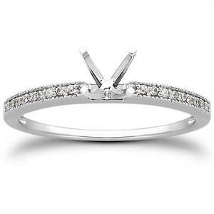 Pompeii3 1/10 Ct Diamond Engagement Semi Mount Ring 14K White Gold - 1 of 4