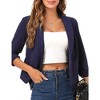 Women's 3/4 Ruched Sleeve Cropped Blazer Shawl Lapel Stylish Open Front Cardigan - 4 of 4