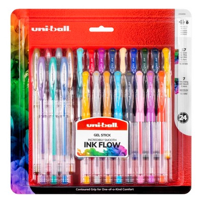 uni-ball Gel Stick Pen, 0.38 mm, Assorted Colors, set of 24