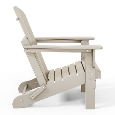 Sand HDPE Outdoor Folding Adirondack Chairs, Set of 2