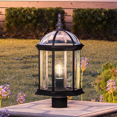 Urban Ambiance Luxury Transitional Outdoor Post Light 18.125''H x 9.75''W,  Midnight Black Finish,  Greensboro Collection, UHP1379