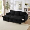 L-Shaped Sectional Sofa, Corduroy Tufted Upholstered Modular Convertible Sleeper Sofa with Pull-Out Bed, Reclining Backrest & Storage Chaise - 2 of 4