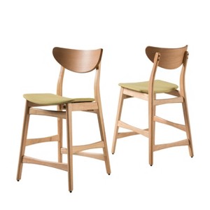 TiramisuBest Set of 2 Bar Stools, 30in Faux Leather Barstool Dining Chairs with PU Upholstery and Steel Frame (Brown) - 1 of 4