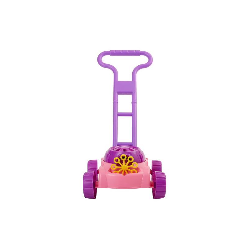 Toy Time Kids' Lawn Mower Bubble Blower Machine Push Toy - Pink/Purple/Orange, 3 of 13