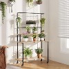 3-Tier Heavy Duty Plant Stand with Wheels, Adjustable Indoor/Outdoor Flower Shelf with Hanging Rod & Trellis, Multi-Purpose Display Rack (Black) - 3 of 4