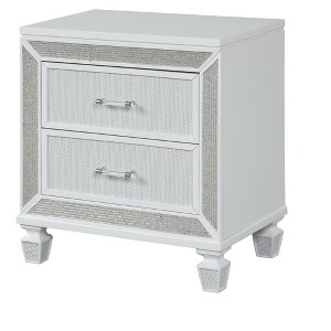 Crystal Modern Style 2-Drawer Nightstand Made with Wood Finished in White - 1 of 4