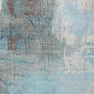 HomeRoots 5' X 8' Teal Blue And Gray Abstract Washable Indoor Outdoor Area Rug - 1 of 4