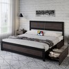 Bed Frame with Charging Station, Industrial Design Platform Bed Frame with Headboard and Metal Slated Frame - 2 of 4