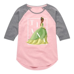 Girls' - Disney Princess - Tiana Box Outline Shirt Tail Raglan Graphic T-shirt - 1 of 4