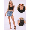 INSPIRE CHIC Women's Floral Lace Deep V Neck Sleeveless Sheer Cropped Cami Tank Tops - 2 of 4