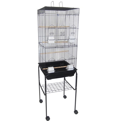 YML 6924 3/8 inches Bar Spacing Tall Flat Top Bird Cage with Stand 18 inches x 18 inches /Small Black - image 1 of 1