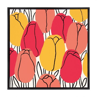 24" x 24" Sylvie Tulips by Maria Filar Black - Kate & Laurel All Things Decor