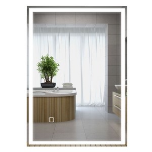 SEVOBAL Bathroom Vanity Mirrors Dimmable Mirror with Customizable Lighting and Anti Fog Smooth Surface No-Fog, Silver, 27.5"*19.75"*1.5" - 1 of 4