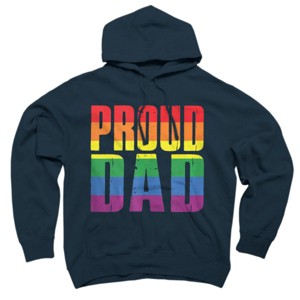 Adult Design By Humans Rainbow Pride Proud Dad By Luckyst Pullover Hoodie - Navy - 2X Large - 1 of 2