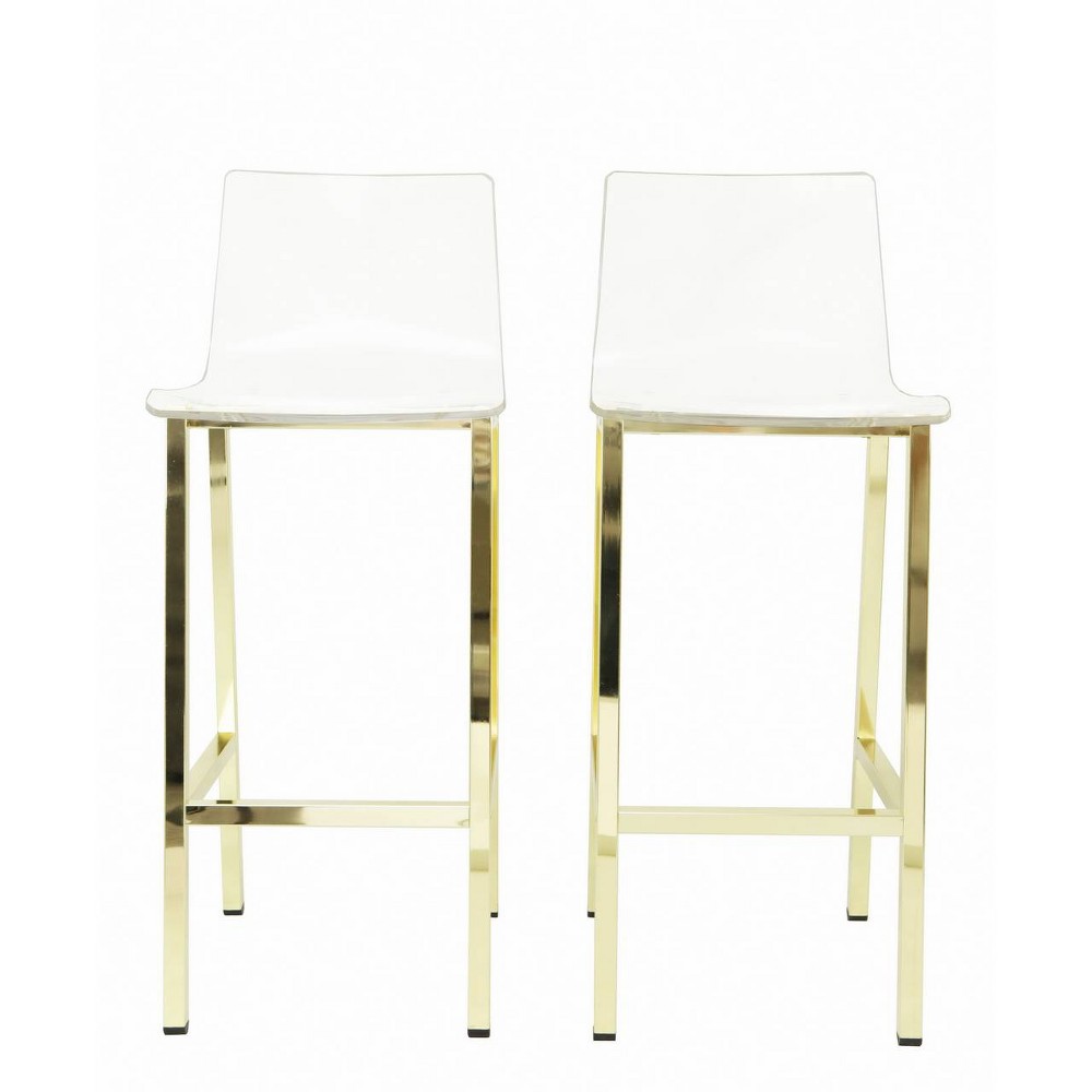 Set of 2 Acrylic Counter Stool Gold - Fox Hill Trading, Bright Gold