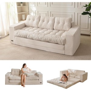 MAXYOYO Convertible Sofa Bed, Pull Out 3 Seater Sleeper Sofa, 2 in 1 Fold Out Floor Couch with Pillows for Living Room - 1 of 4