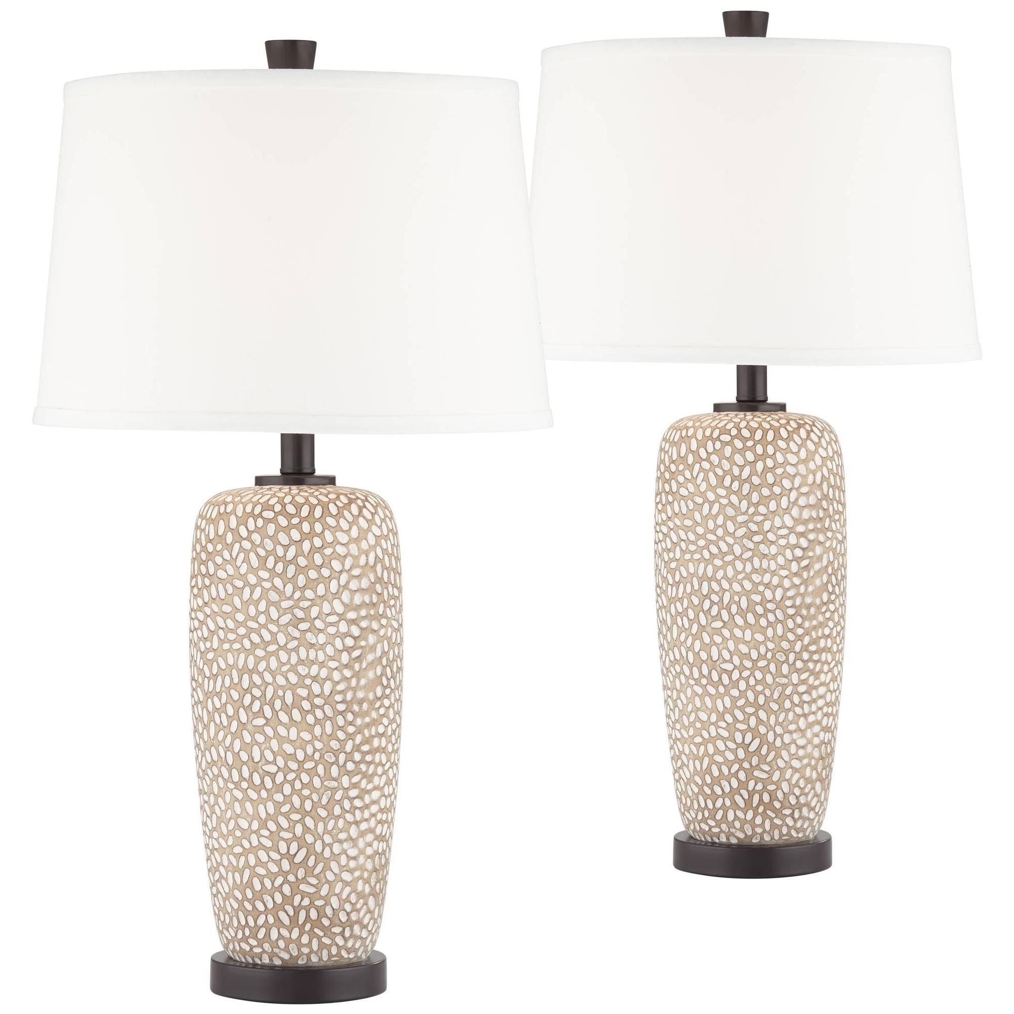 360 Lighting Anna 27 1/4" Tall Modern Coastal Table Lamps Set of 2 Beige Pebbled White Shade