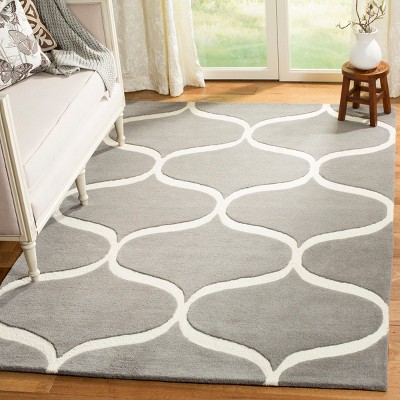 Hand-Tufted Dark Grey and Ivory Wool Area Rug, 5' x 8'