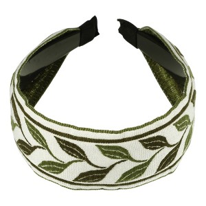 Unique Bargains Women's Classic Embroidery Bohemia Headband 1.97" Wide Green 1 Pc - 1 of 4