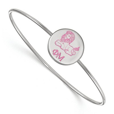 Black Bow Jewelry Sterling Silver Phi Mu Greek Life Bangle Bracelet 7 Inch