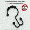 LunaLulinlk Matte Black Shower Rod with 12 Hooks,43''-72'',Never Rust,Never Slip,Spring Tension Metal Rod - 2 of 4