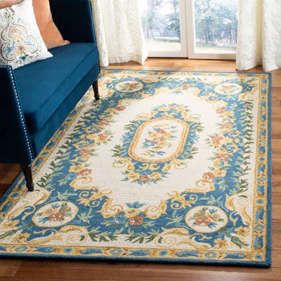 Handmade Blue Wool Tufted Reversible 4' x 6' Area Rug