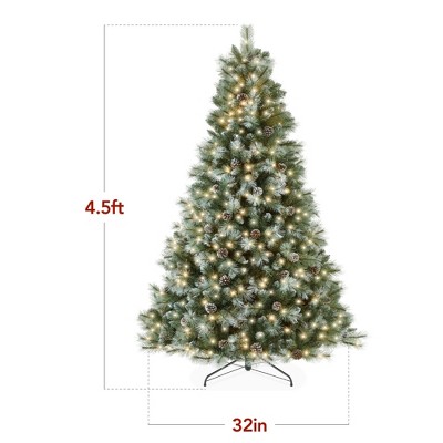 4.5ft Frosted Pine Pre-Lit Christmas Tree with Multicolor LED Lights