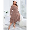 Plus Size Women's Ribbed Knit Maxi Dress - High Waist, Side Pockets, Round Neck Long Ankle-Length Dress - 4 of 4