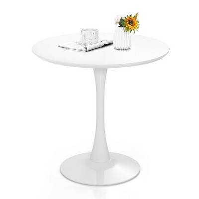 Tangkula 32" Modern Tulip Kitchen Table Round Dining Table w/ MDF Top & Metal Pedestal Base