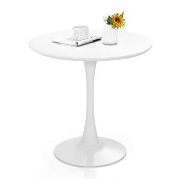 Tangkula 32" Modern Tulip Kitchen Table Round Dining Table w/ MDF Top & Metal Pedestal Base