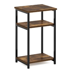 Furinno Just 3-Tier Industrial Metal Frame End Table with Storage Shelves, 1-Pack, Amber Pine - 1 of 1
