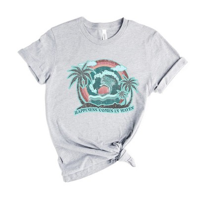 Simply Sage Market Women's Happiness Comes In Waves Vintage Short Sleeve Graphic Tee