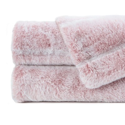 Chanasya Frost Tip Fur Throw Blanket - Reversible Mink Blanket (50x65 Inches) Rose